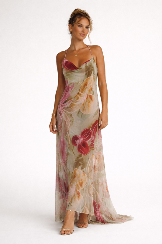 Damen Maxikleid mit dünnen Trägern - Samantha