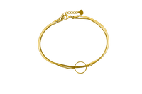 Double Round Sleek Anklet 14K Vergoldet