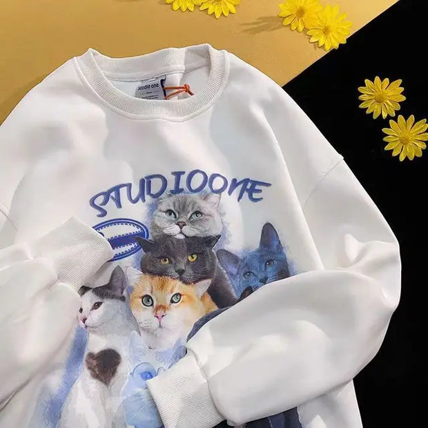 Arietty - Lässiges Sweatshirt mit Katzenmotiv aus Baumwolle