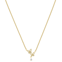 Crystal Twin Butterfly Kette 14K Vergoldet