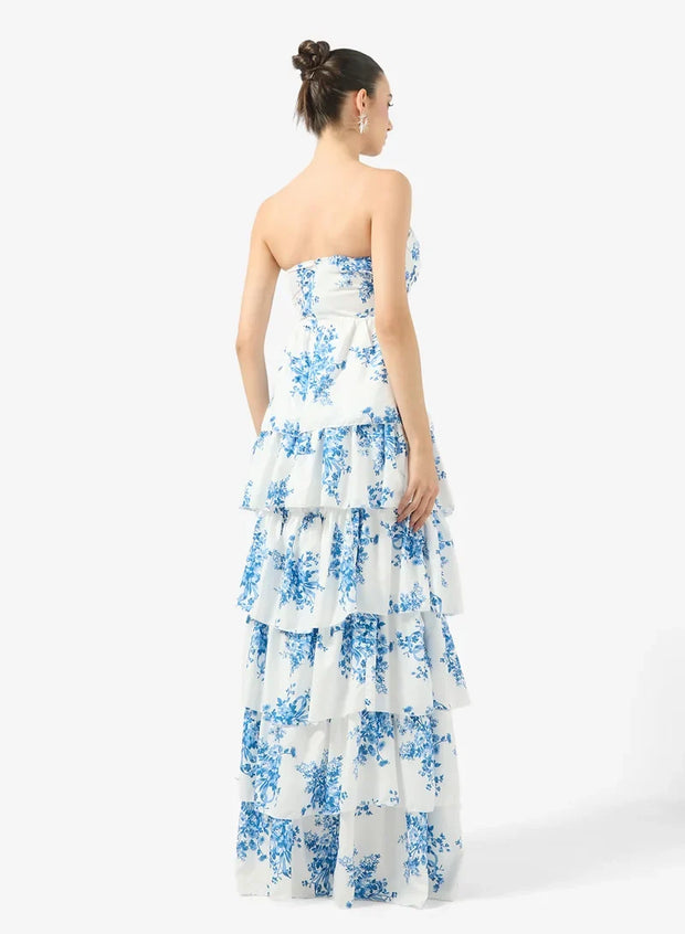Maxikleid mit Blumenmuster für Frauen - Elfenbein