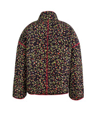 Jacke mit Blumenmuster, Taschen und überschnittenen Schultern