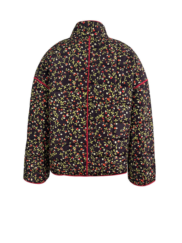Jacke mit Blumenmuster, Taschen und überschnittenen Schultern
