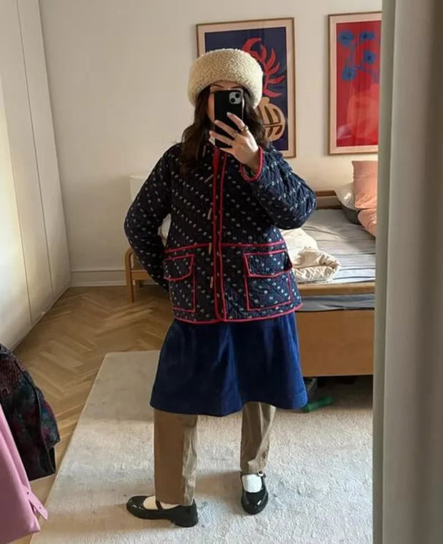 Jeansjacke mit Blumenmuster und Patchwork