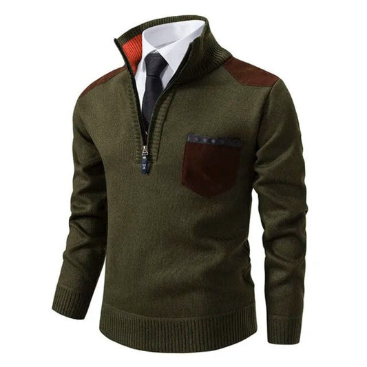 Herrenstrickpullover mit halbem Reißverschluss - Lennart