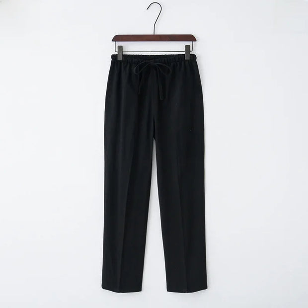 Weite Leinenhose mit elastischem Bund und Kordelzug für Damen - Nerea
