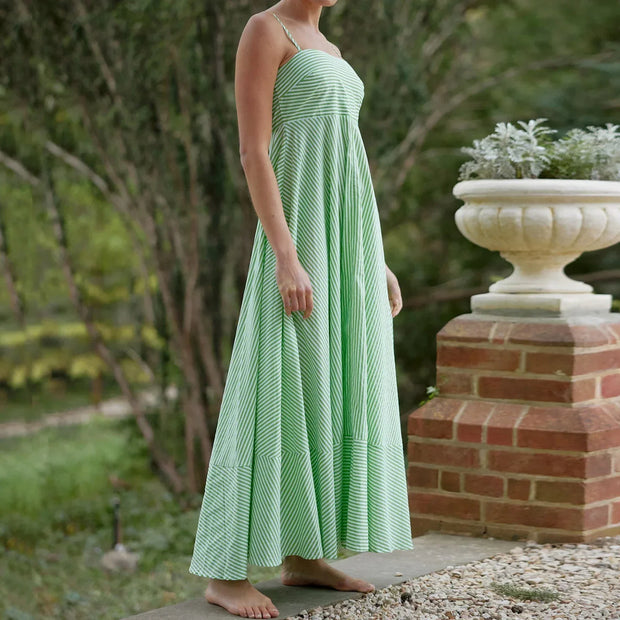 Damen Maxikleid mit dünnen Trägern und gestreiftem Muster - Alvera