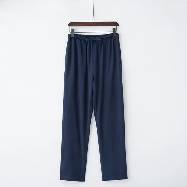 Weite Leinenhose mit elastischem Bund und Kordelzug für Damen - Nerea