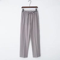 Weite Leinenhose mit elastischem Bund und Kordelzug für Damen - Nerea