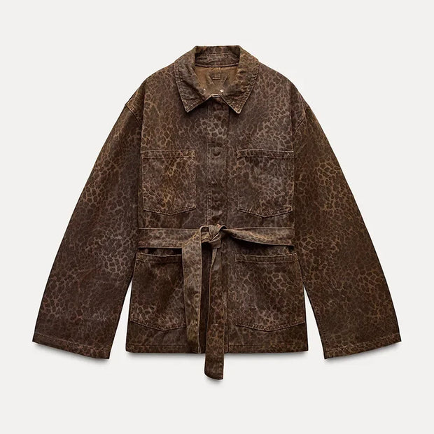 Elsie - Jeansjacke mit Leopardenmuster