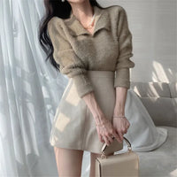 Lore - Plüschpullover mit Kragen und langen Ärmeln