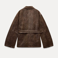 Elsie - Jeansjacke mit Leopardenmuster