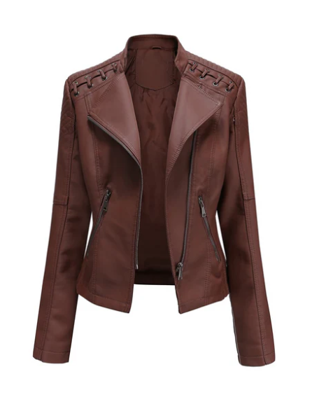 Lederjacke mit geradlinigem Design im klassischen Stil
