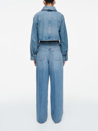 Jeansjacke im Oversize-Schnitt im kurzen Schnitt im Used-Look