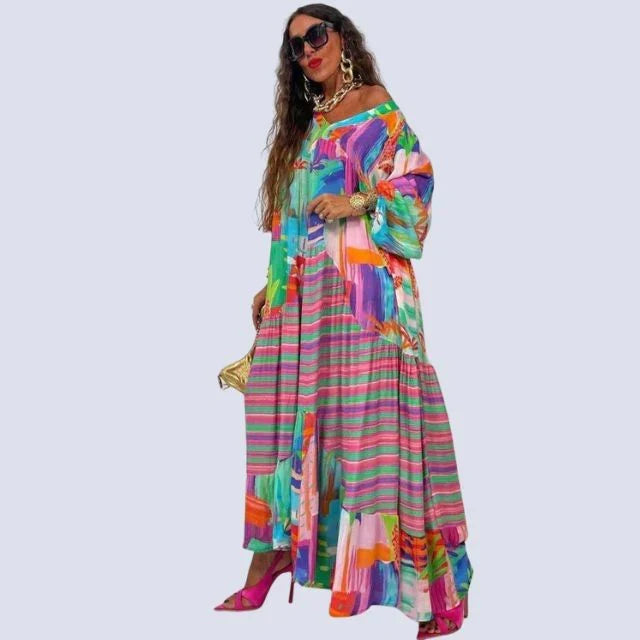 Imelda - Boho Maxikleid mit V-Ausschnitt