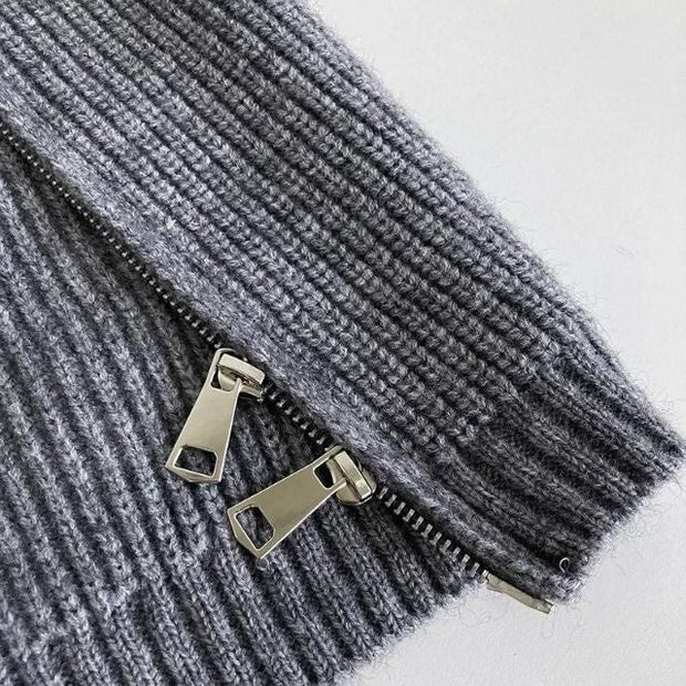 Catyla - Rippstrickpullover mit asymmetrischem Saum