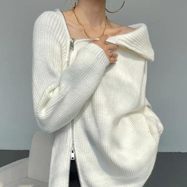 Catyla - Rippstrickpullover mit asymmetrischem Saum