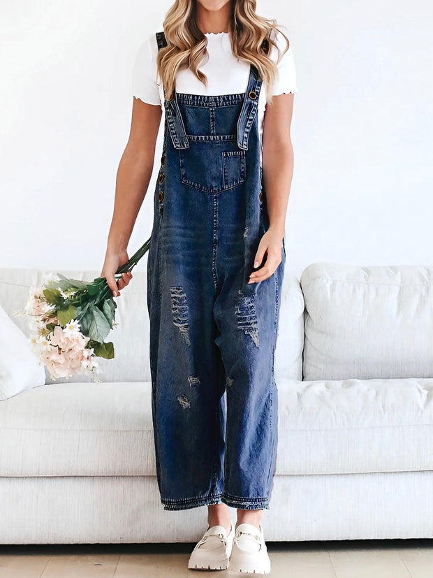 Lockere Passform, Used-Look-Jeansoverall - Jenna