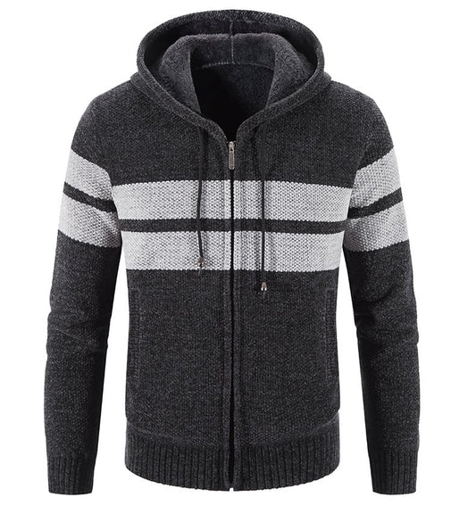 Herrenstrickjacke mit Kapuze und Thermofutter - Tobias