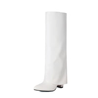 Hohe Damenstiefel mit breitem Schaft und Blockabsatz – Yvette