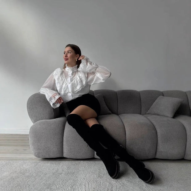 Damen Chiffonbluse mit Rüschen - Margarethe