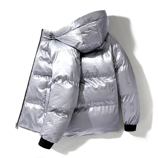 Steppjacke mit Kapuze in Vinyloptik für Männer - Lanuz