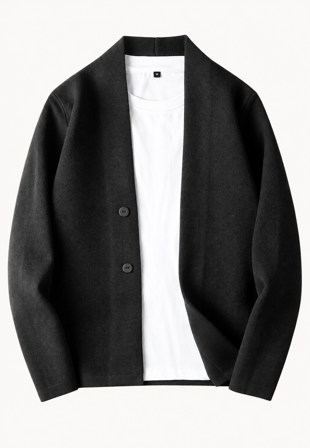 Elegante Strickjacke mit Knöpfen und Schalkragen – Salvatore