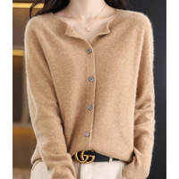 Damen-Strickjacke mit Rundhalsausschnitt und Knöpfen vorne – Lauffy