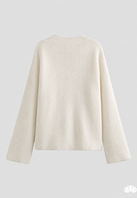 Oversize-Strickjacke für Damen, grob gestrickt, V-Ausschnitt, Knöpfe – Eilika