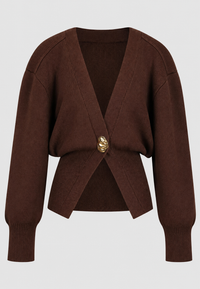 Damen-Strickjacke mit V-Ausschnitt, Schmuckknöpfen und tailliertem Schnitt – Vera
