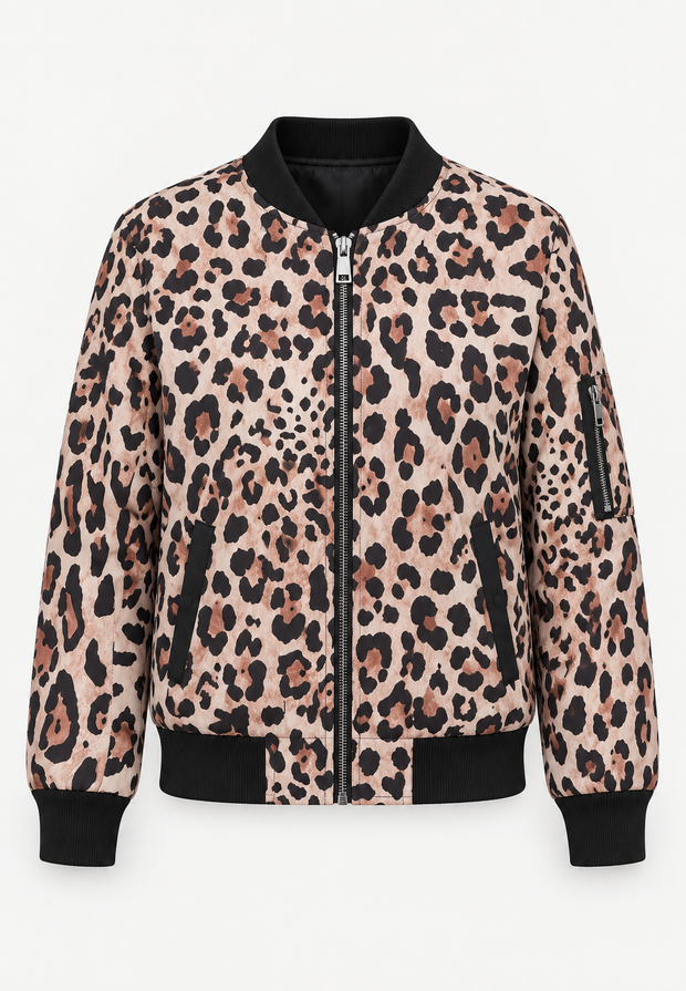 Damen-Bomberjacke mit Blumenmuster und Reißverschluss – Felicia