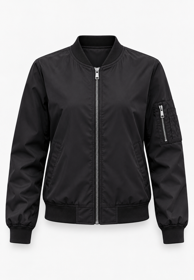 Damen-Bomberjacke mit Blumenmuster und Reißverschluss – Felicia