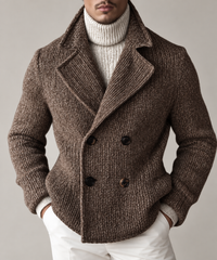 Herren-Strickjacke mit doppelter Knopfleiste und breiten Revers – Lucien