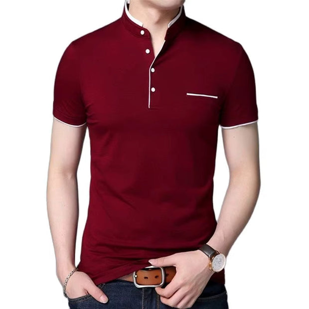 Herren-Poloshirt mit kontrastierenden Knöpfen in elegantem Schwarz - Dante