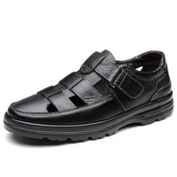Offene Herrenschuhe aus klassischem schwarzem atmungsaktivem Leder - Velmar
