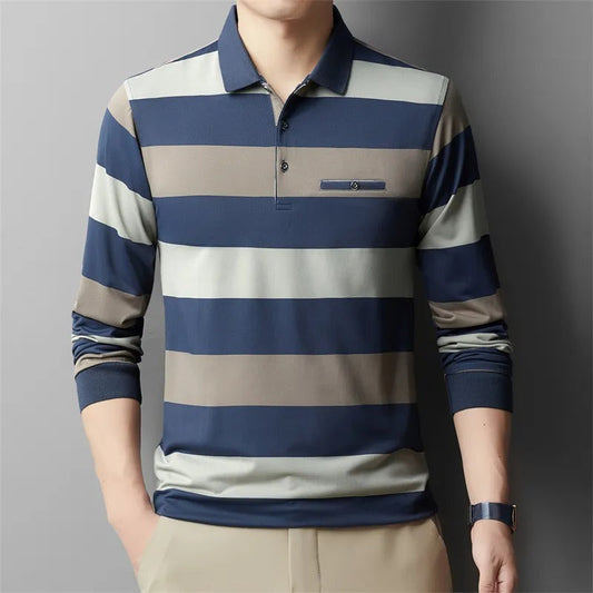 Breit gestreiftes Herren-Poloshirt aus Stretchgewebe - Damian