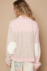Armelle - Steppjacke mit Knöpfen, freiliegenden Nähten und Blumenmuster