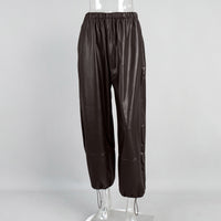 Damenhose mit Ledereffekt und Schnürsaum - Eirenne