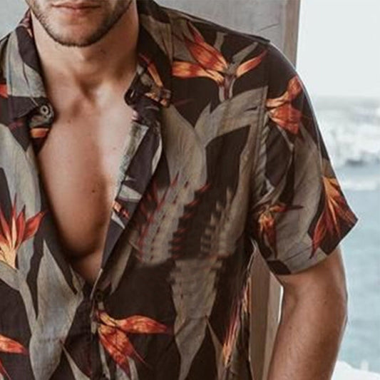 Toro - Tropisch bedrucktes Herren Kurzarm Hemd