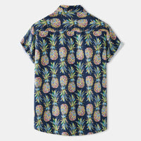 Stylisches Herren Kurzarm Hemd mit Ananas Druck aus Baumwolle