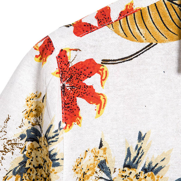 Retro Herren Kurzarm Hemd im coolen Blumen Design