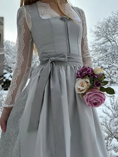 Damen Oktoberfest Dirndl Kleid mit Quadratkragen - Hildegard