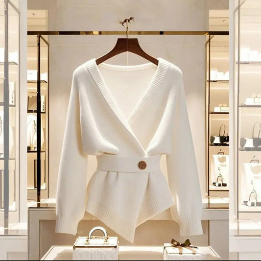 Eleganter Damenpullover aus Rippenstrick mit Gürteldetail - Matildee