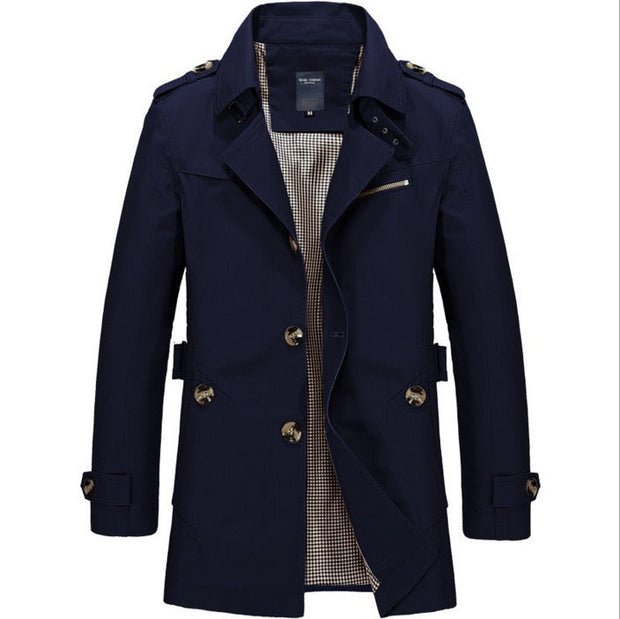 Langer wasserdichter Herren-Trenchcoat mit Doppelknöpfen - Miles