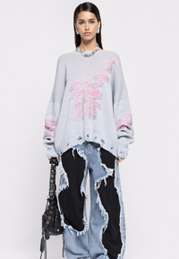 Oversize-Strickpullover für Damen mit offenem Strickmuster und dekorativen Rissen – Vianne