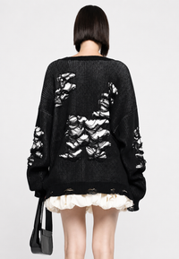 Oversize-Strickpullover für Damen mit offenem Strickmuster und dekorativen Rissen – Vianne