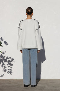 Oversize-Strickpullover für Damen mit Streifen und hohem Kragen – Ottilie