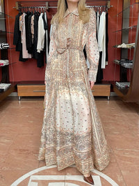 Elena - Einreihiges Maxikleid mit Platzierungsdruck