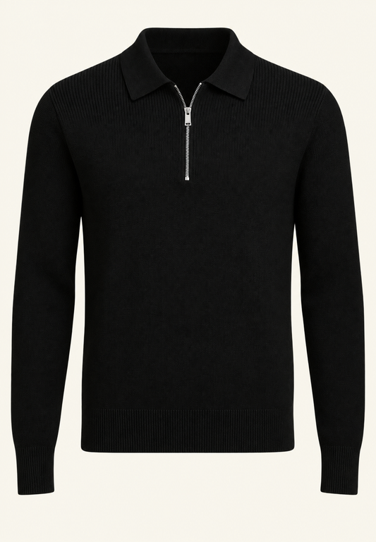 Strickpullover mit Polokragen und Reißverschluss – Severin