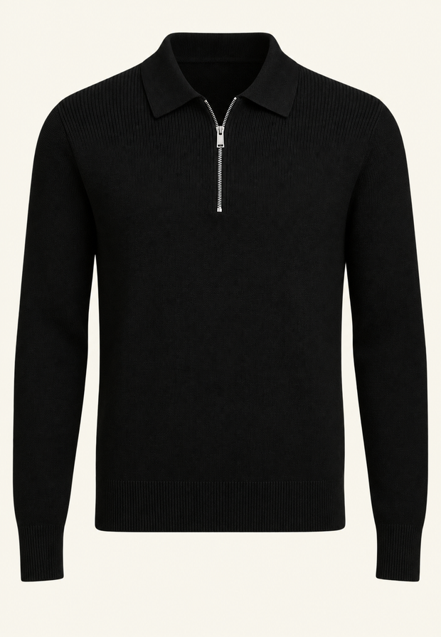 Strickpullover mit Polokragen und Reißverschluss – Severin